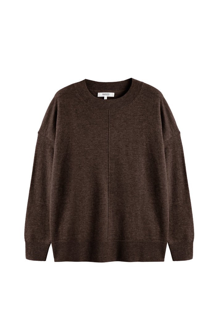 Chocolate Wool-Cashmere Slouchy Sweater