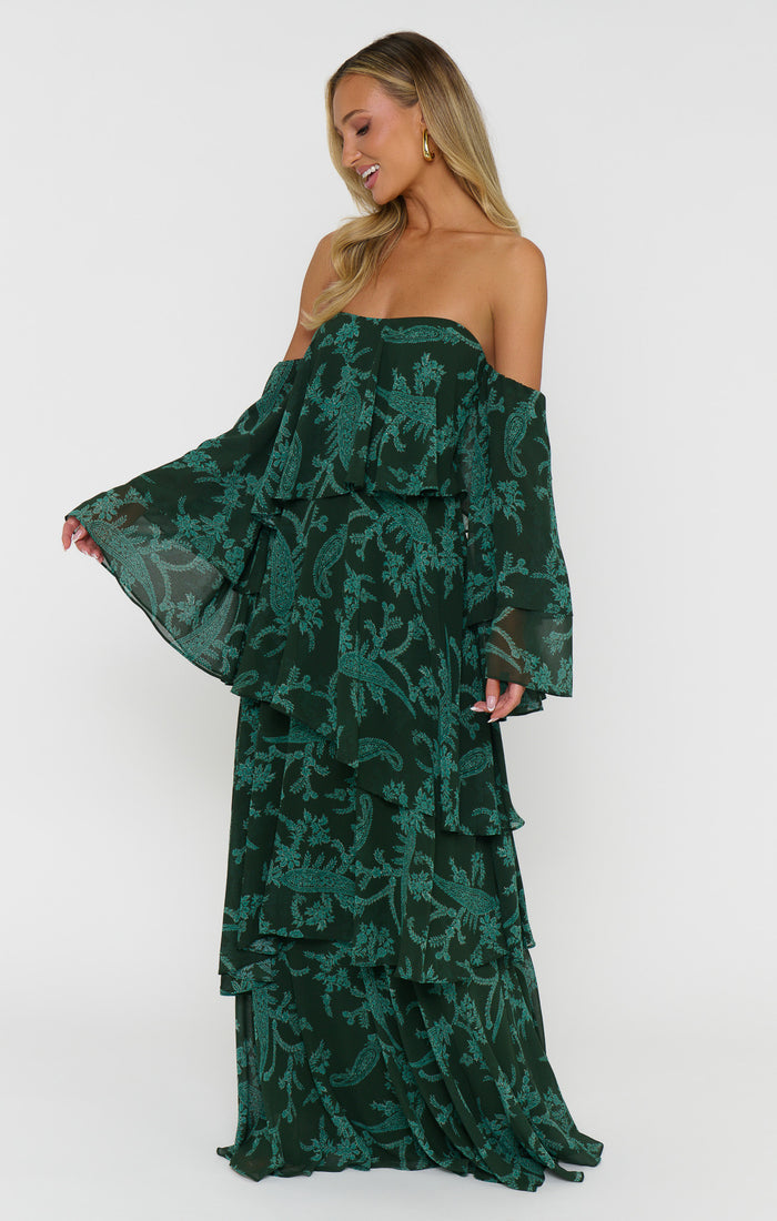 Elsie Maxi Dress ~ Pine Green Paisley