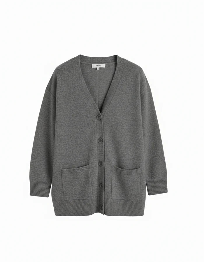 Grey Wool-Cashmere Long Cardigan