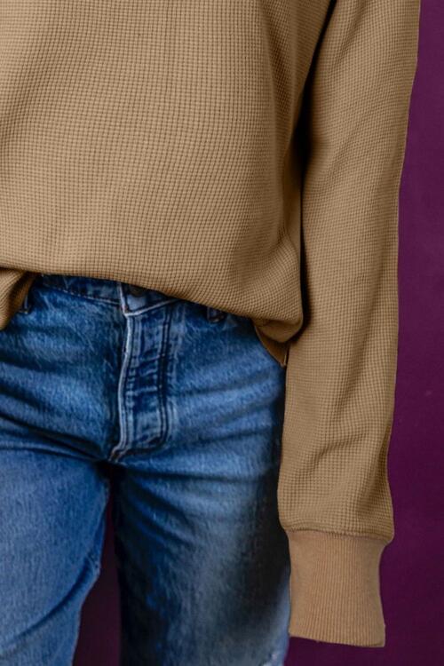 Half Zip Dropped Shoulder Sweatshirt - Madikfashions.com