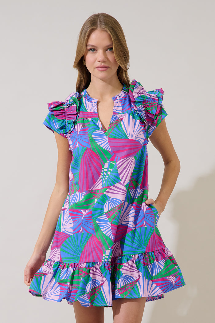 Ivona Ruffle Mini Dress Tropical