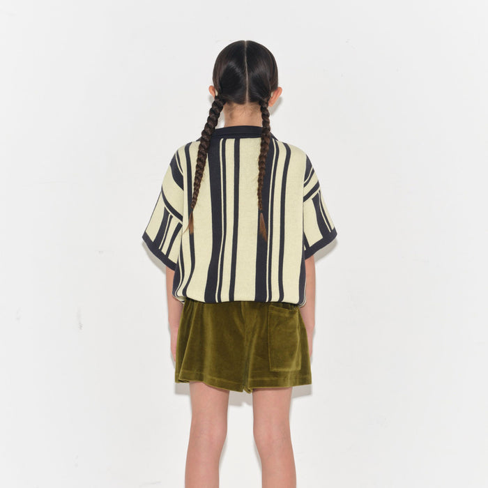Kids Cotton Velour Track Short - Avocado