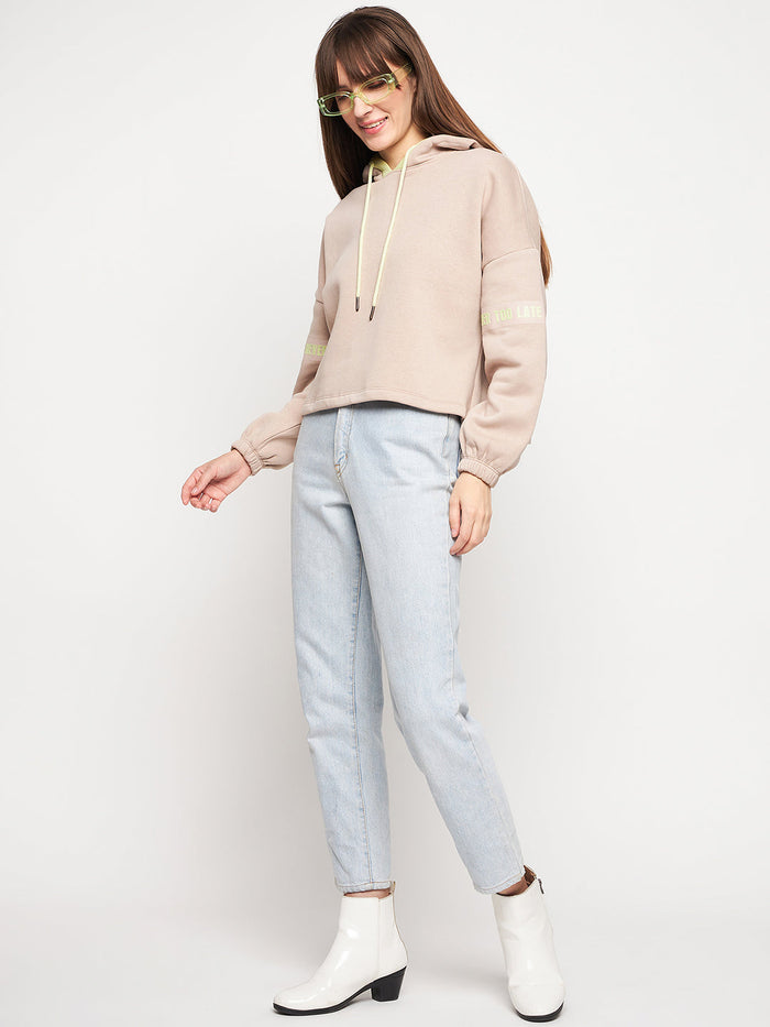 Madame Beige Hood Neck Sweatshirt