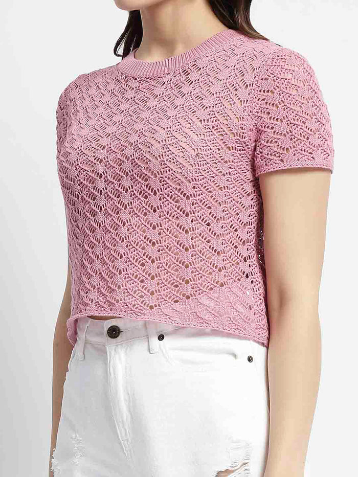 Madame Pink Knit Short Sleeve Top