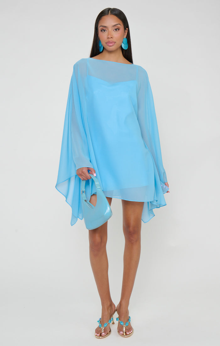 Olsen Mini Dress ~ Baby Blue Chiffon