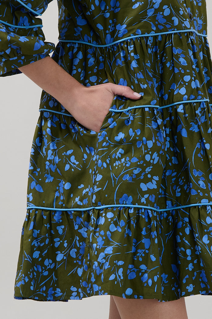 Retra Collared Tiered Mini Dress Solvay Floral