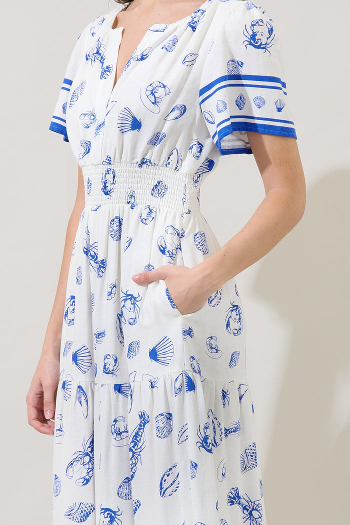 Rony Smocked Maxi Dress Sea Tale