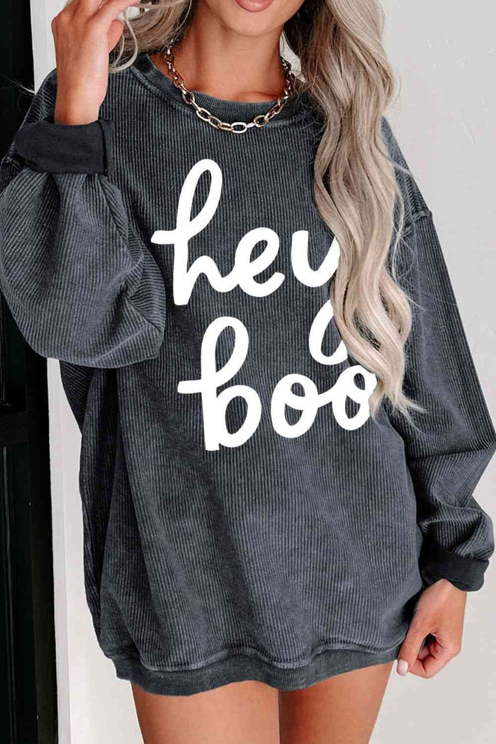 Round Neck Dropped Shoulder Graphic Sweatshirt - Madikfashions.com