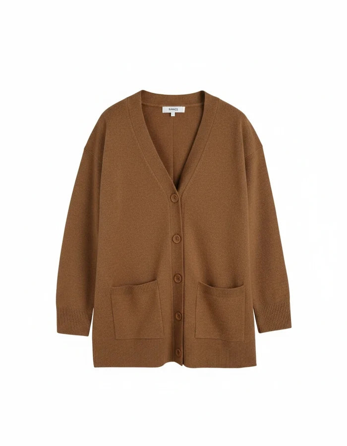 Toffee Wool-Cashmere Long Cardigan