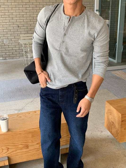 Airy Henley Long Sleeve Tee