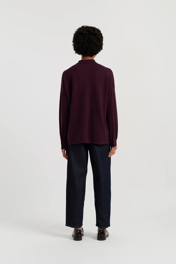 Aubergine Wool-Cashmere Relaxed Shirt