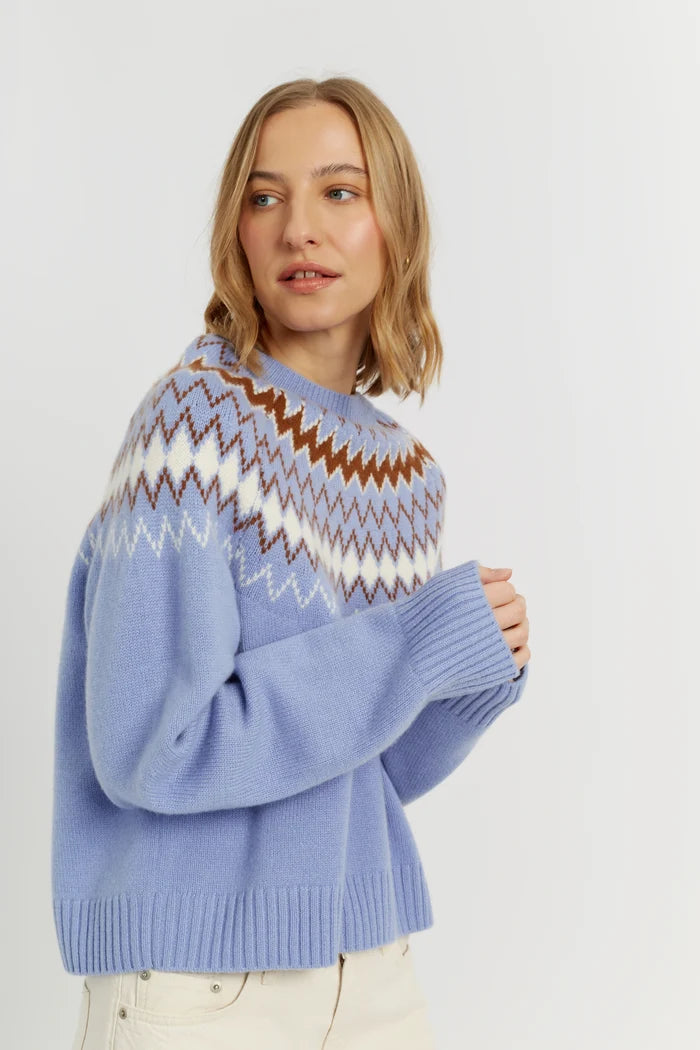 Baby-Blue Wool-Cashmere Fair Isle Sweater