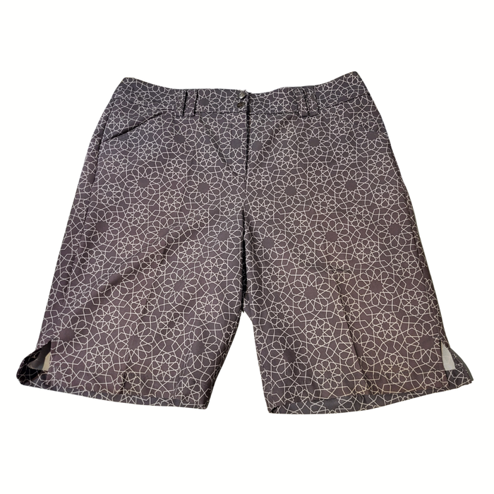Callaway Warm Gray White Geometric Linework Print Short Size 14