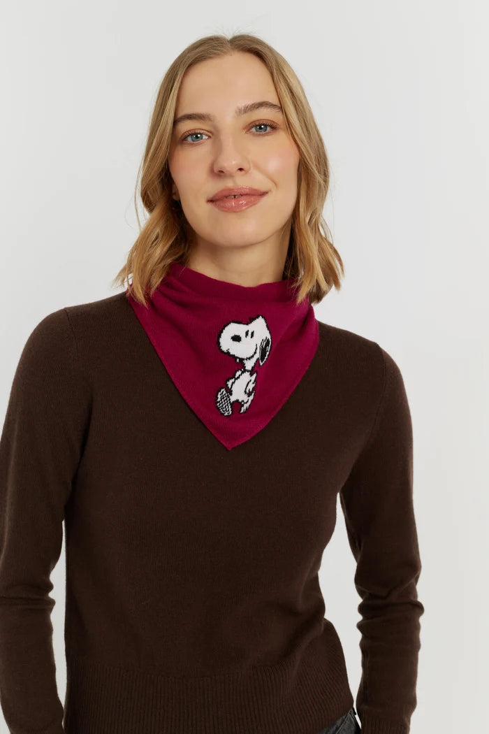 Cherry Wool-Cashmere Snoopy Triangle Scarf