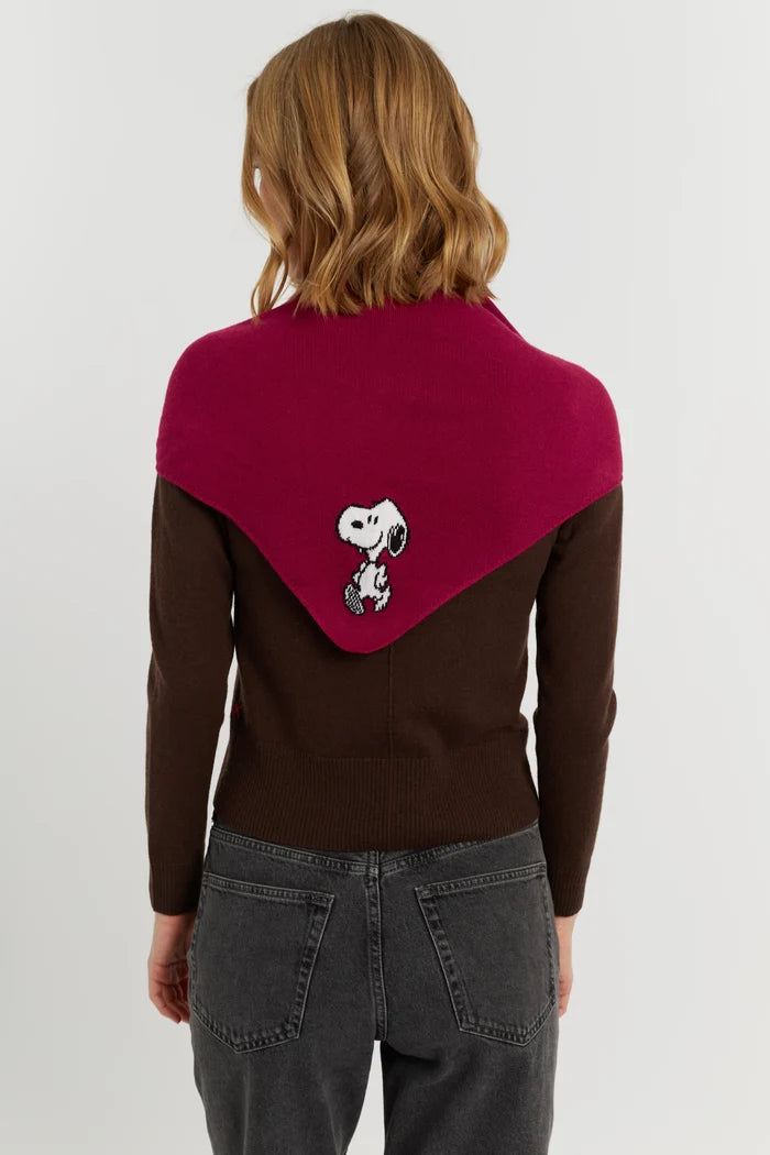Cherry Wool-Cashmere Snoopy Triangle Scarf