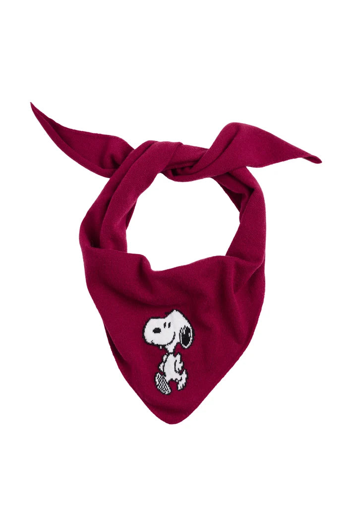 Cherry Wool-Cashmere Snoopy Triangle Scarf