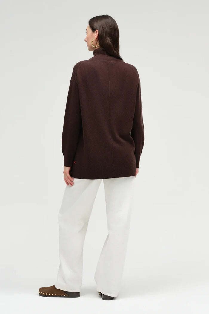 Chocolate Wool-Cashmere Long Cardigan