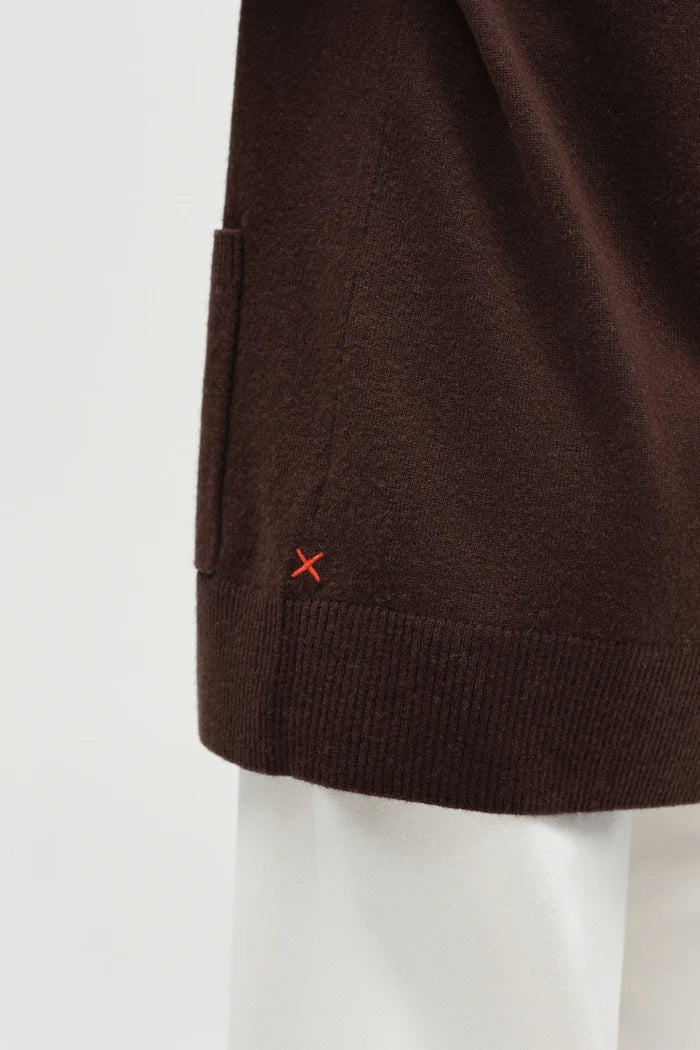 Chocolate Wool-Cashmere Long Cardigan