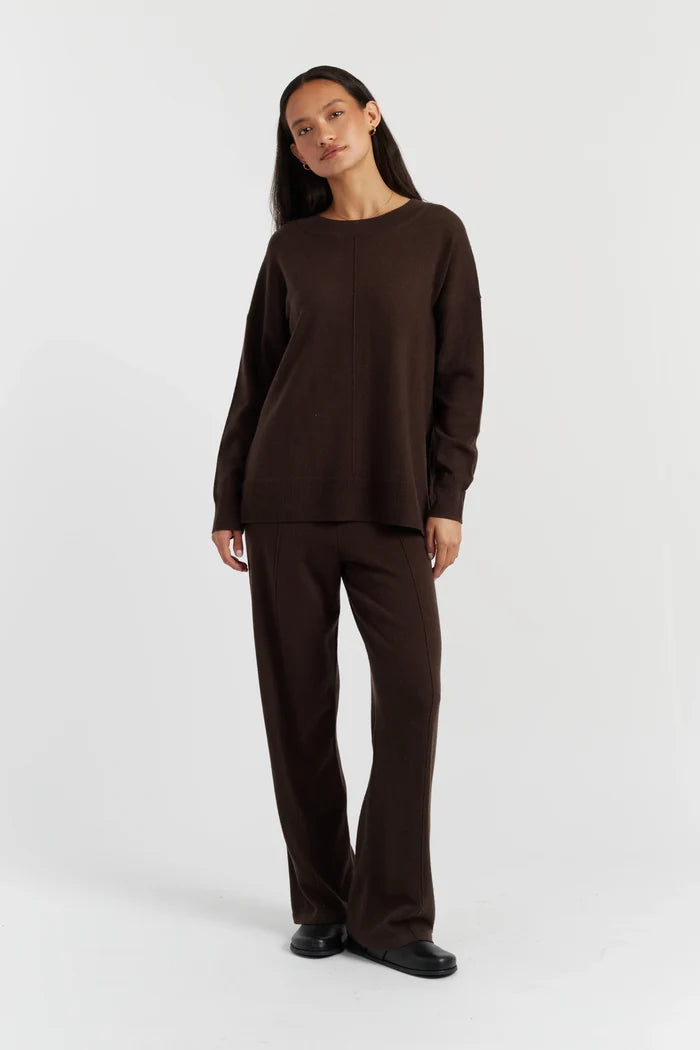 Chocolate Wool-Cashmere Slouchy Sweater
