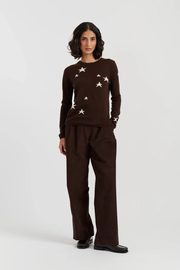 Chocolate Wool-Cashmere Star Sweater