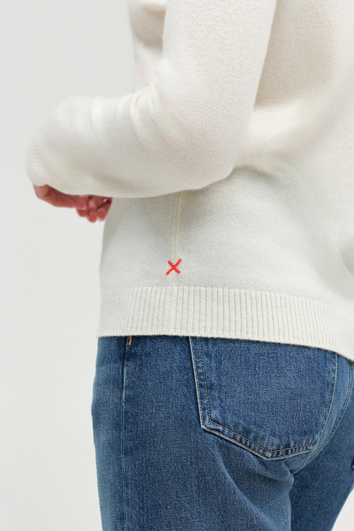 Cream Wool-Cashmere Polo Sweater