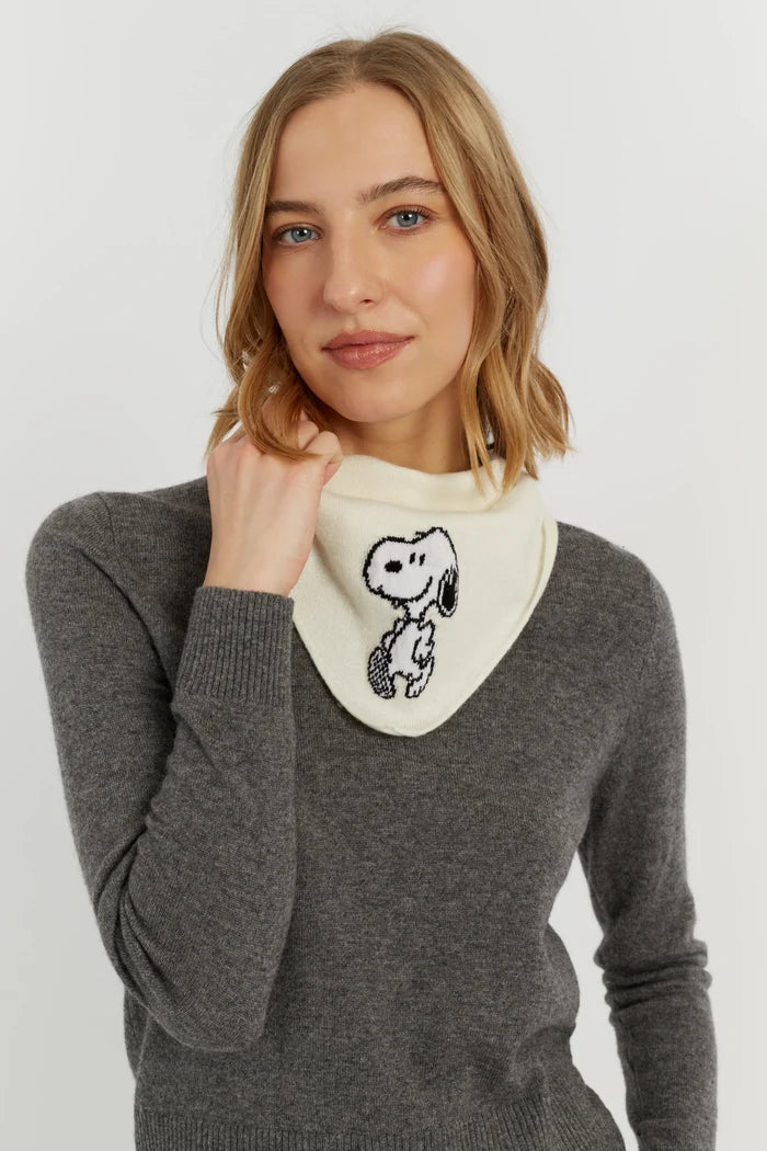 Cream Wool-Cashmere Snoopy Triangle Scarf