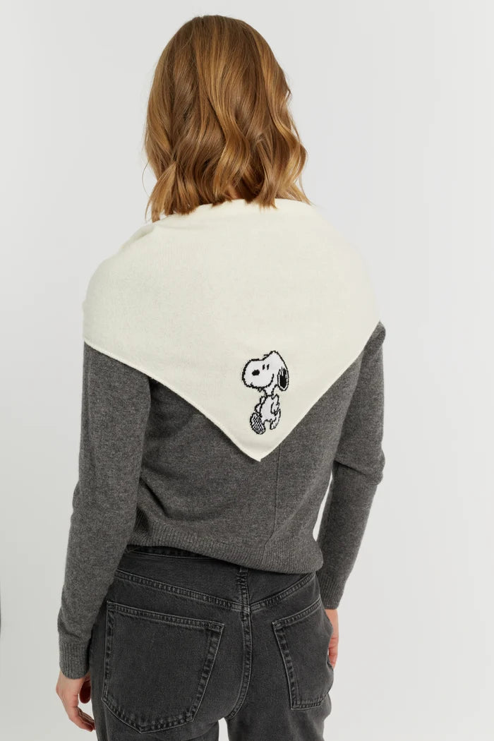 Cream Wool-Cashmere Snoopy Triangle Scarf