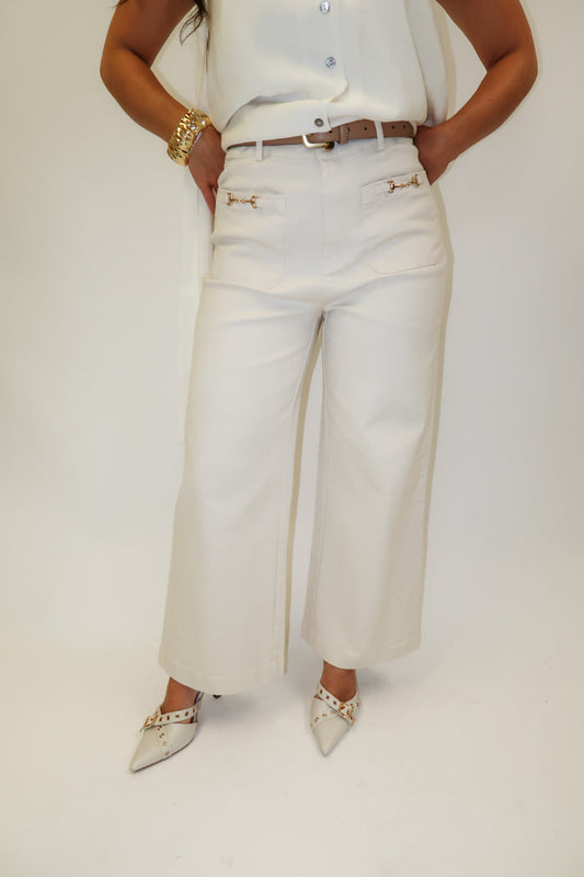 Downtown Days Stretch Pants with Hardware Pocket Trim - The Pink Tulip Clothing