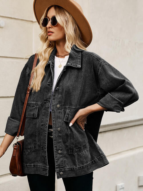 Drawstring Button Down Hooded Denim Jacket - Madikfashions.com