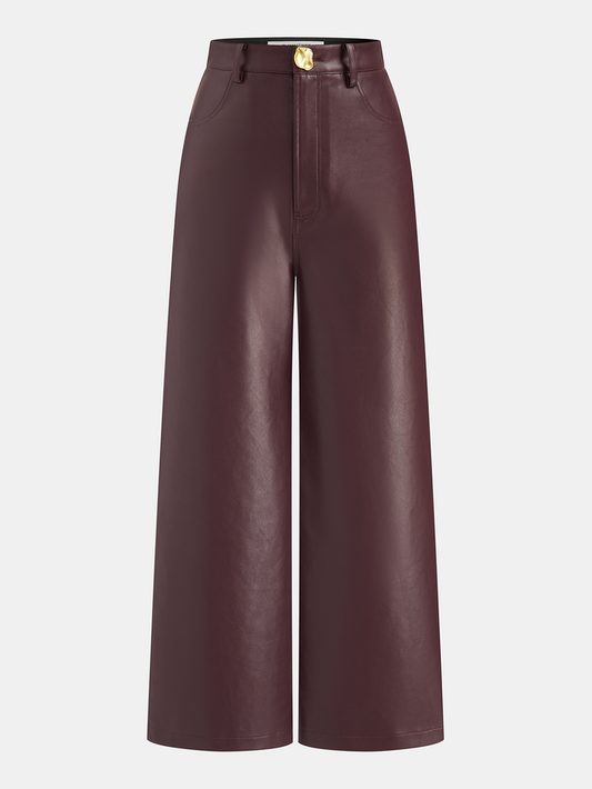 Faux Leather Straight-Leg Pants