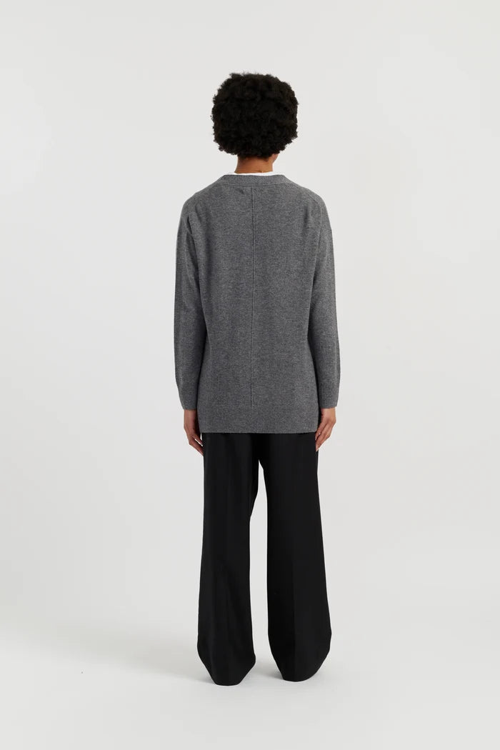 Grey Wool-Cashmere Long Cardigan