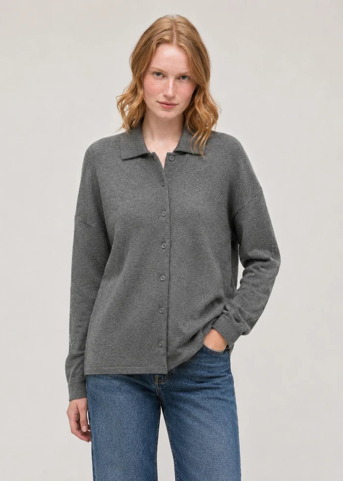 Grey Wool-Cashmere Relaxed Shirt