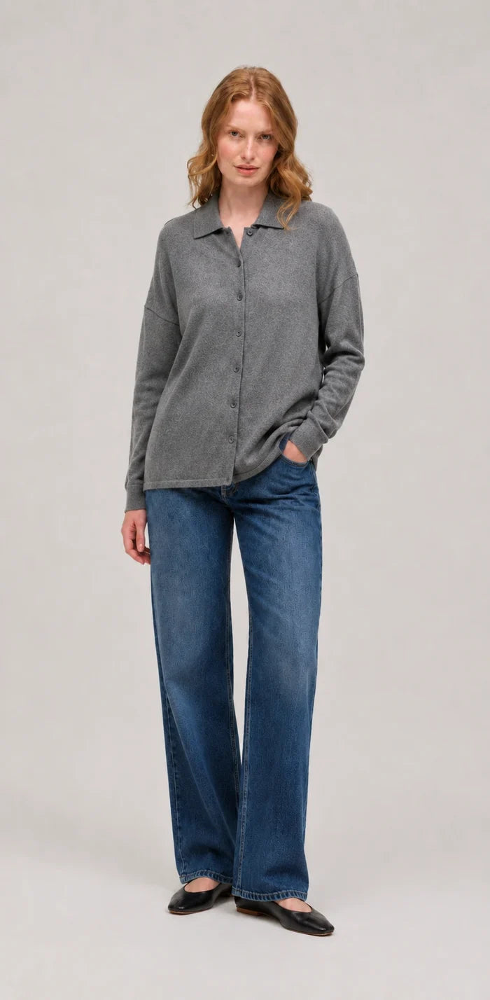 Grey Wool-Cashmere Relaxed Shirt