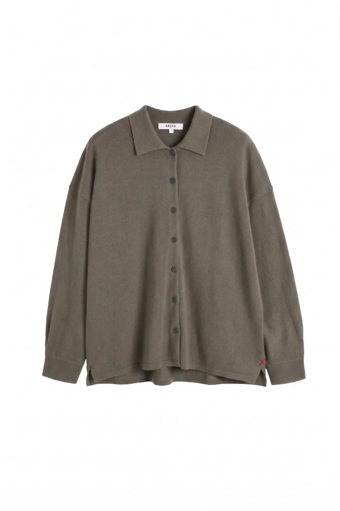 Grey Wool-Cashmere Relaxed Shirt