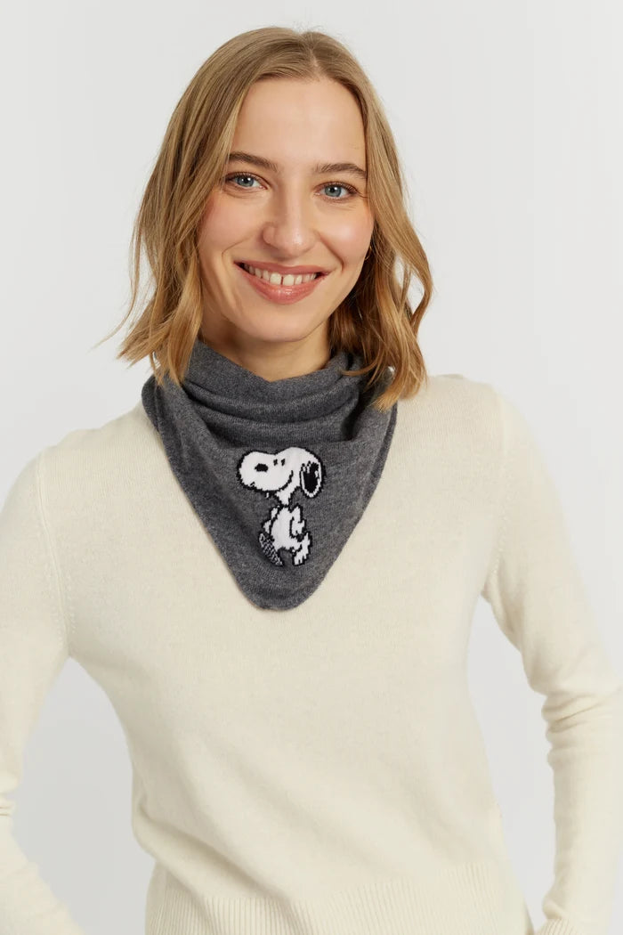 Grey Wool-Cashmere Snoopy Triangle Scarf