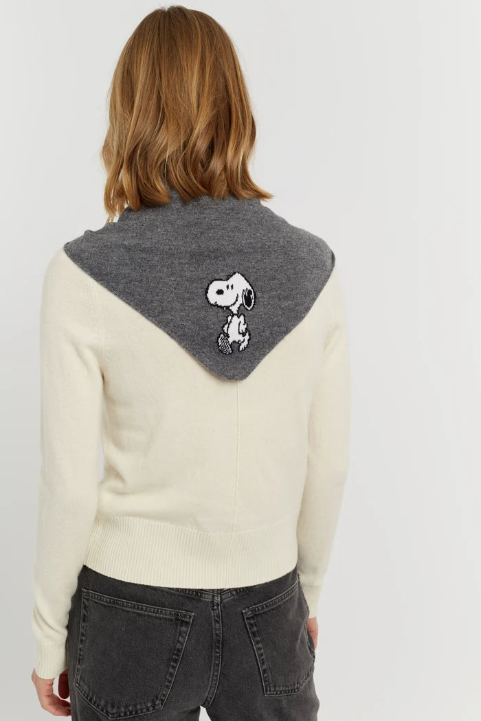 Grey Wool-Cashmere Snoopy Triangle Scarf