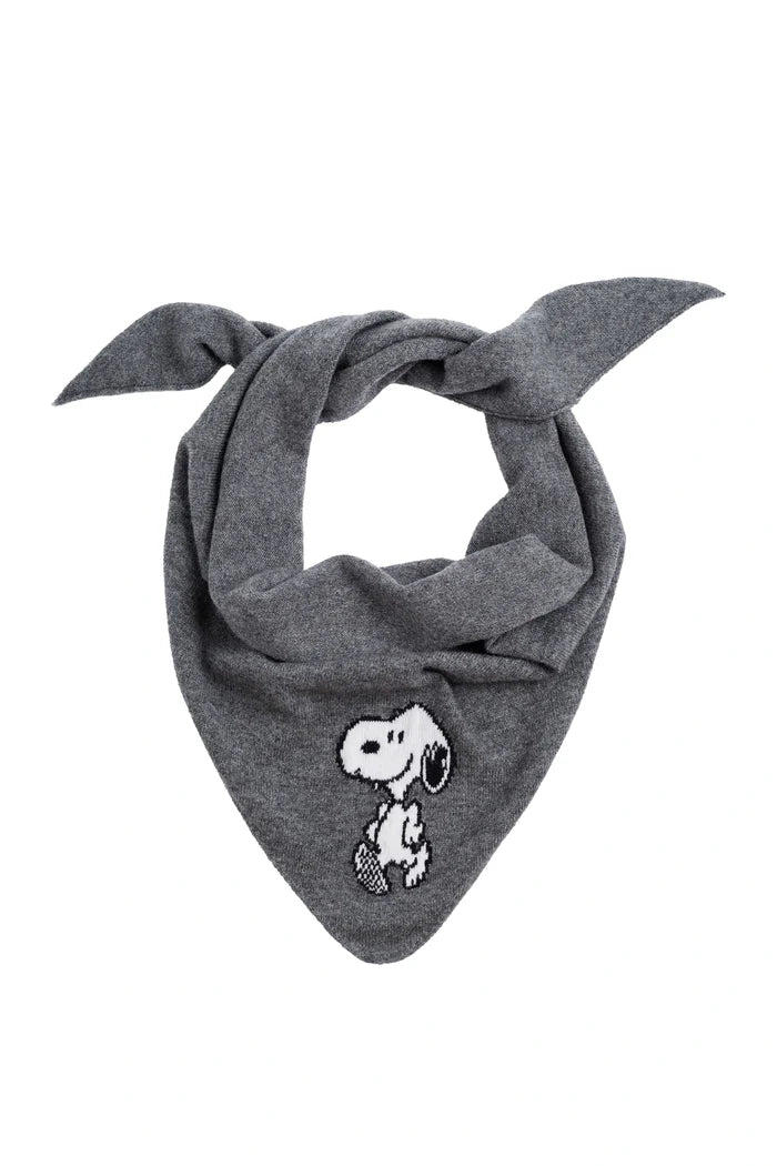 Grey Wool-Cashmere Snoopy Triangle Scarf