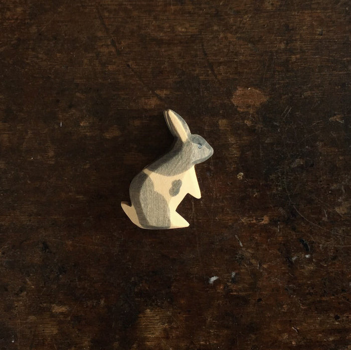 Handcrafted Wooden Black & White Standing Rabbit
