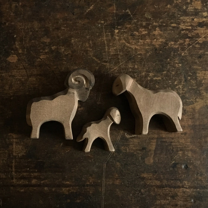 Handcrafted Wooden Brown Sheep