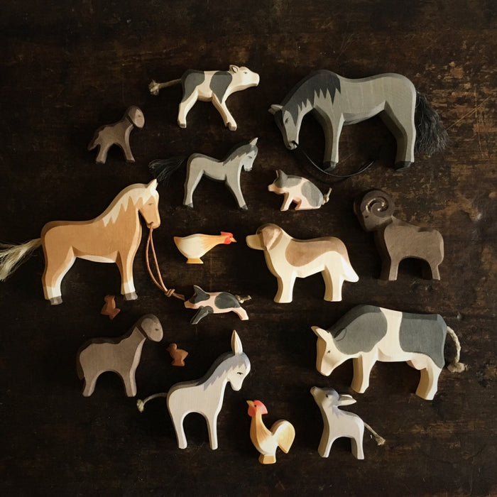 Handcrafted Wooden Running Spotted Piglet