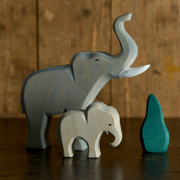 Handcrafted Wooden Small Eating Baby Elephant