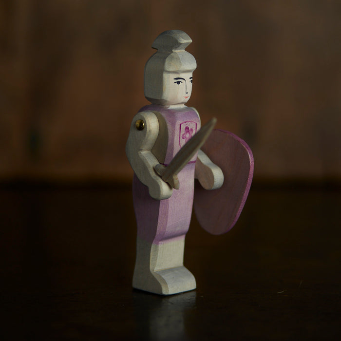 Handcrafted Wooden Standing Knight - Red