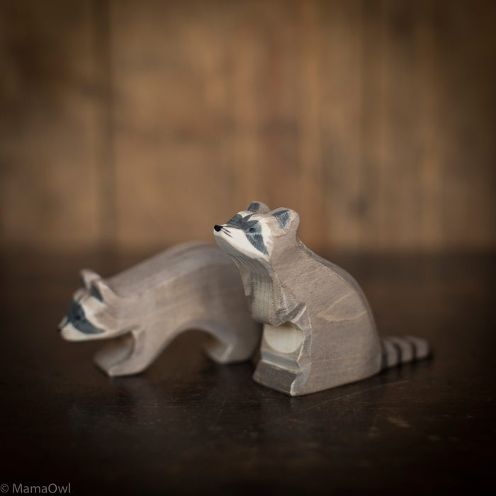 Handcrafted Wooden Standing Raccoon