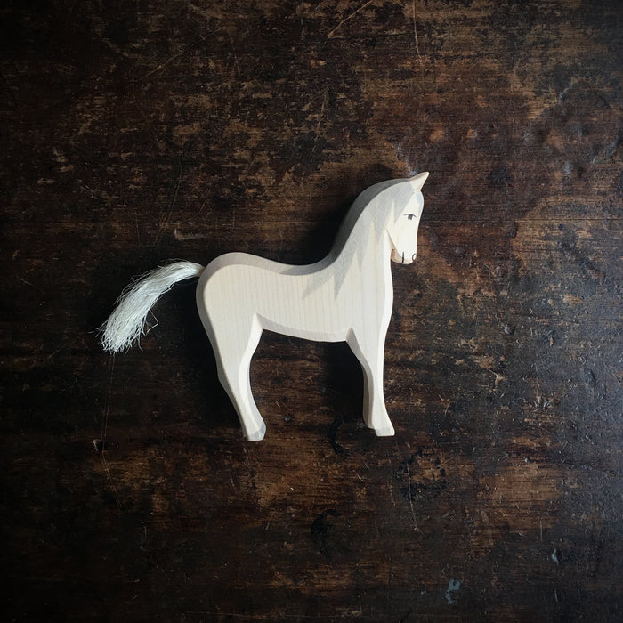 Handcrafted Wooden White Horse