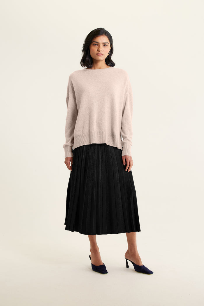 Iris Cashmere Crew Sweater In Lightweight Beige