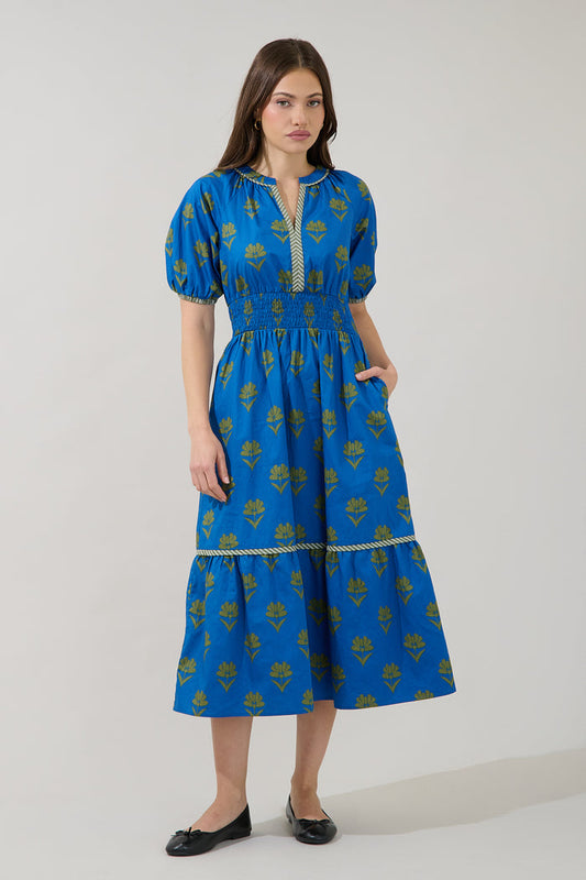 Jara Puff Sleeve Midi Dress Countryside