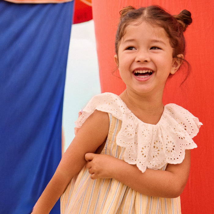 Kids Cotton Danya Dress - Yellow Sunny Stripe