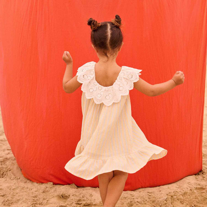 Kids Cotton Danya Dress - Yellow Sunny Stripe