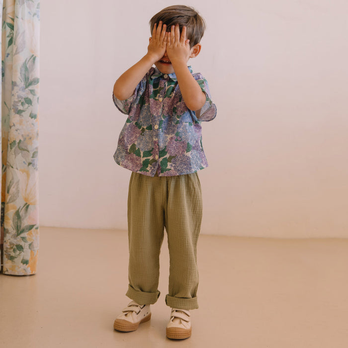 Kids Cotton Gauze Cousin Pants - Golden Green