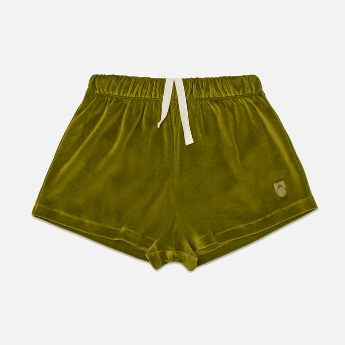 Kids Cotton Velour Track Short - Avocado